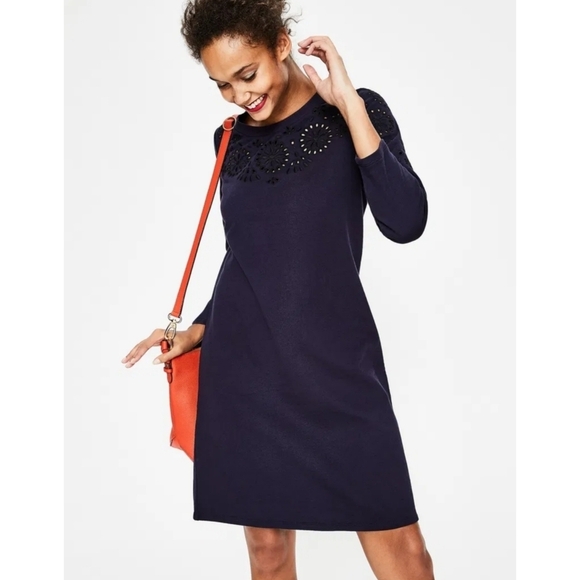 Boden Navy Blue Sweatshirt Dress Size 6 Regular - Picture 1 of 7